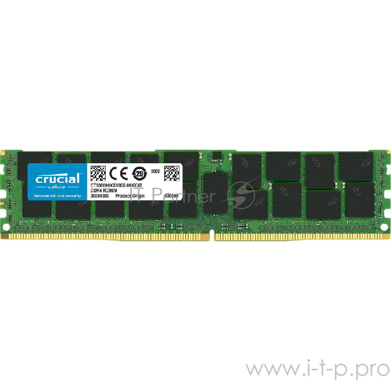 Модуль памяти Crucial DRAM 64GB DDR4 2666 MT/s (PC4-21300) CL19 QR x4 Load Reduced DIMM 288pin, EAN:649528780805