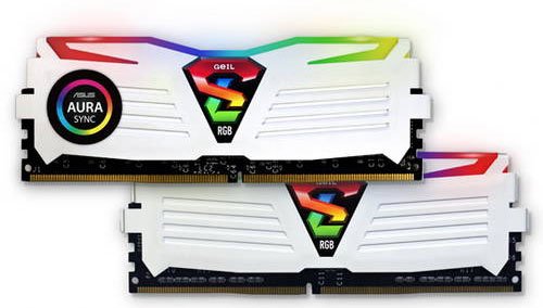 Модуль памяти 8GB GeIL DDR4 2400 DIMM Super Luce RGB SYNC White Gaming Memory GLWS48GB2400C16DC Non-ECC, CL16, 1.2V, ASUS AURA, Kit (2x4GB), Retail