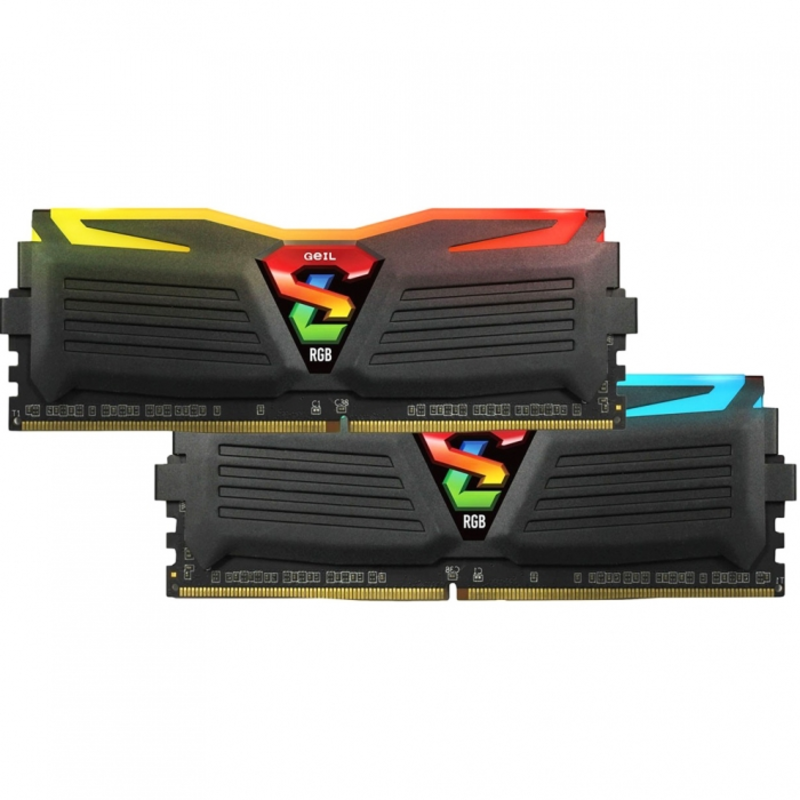 Модуль памяти 16GB GeIL DDR4 3200 DIMM Super Luce RGB SYNC Black Gaming Memory GLS416GB3200C16ADC Non-ECC, CL16, 1.35V, ASUS AURA, Kit (2x8GB), Retail