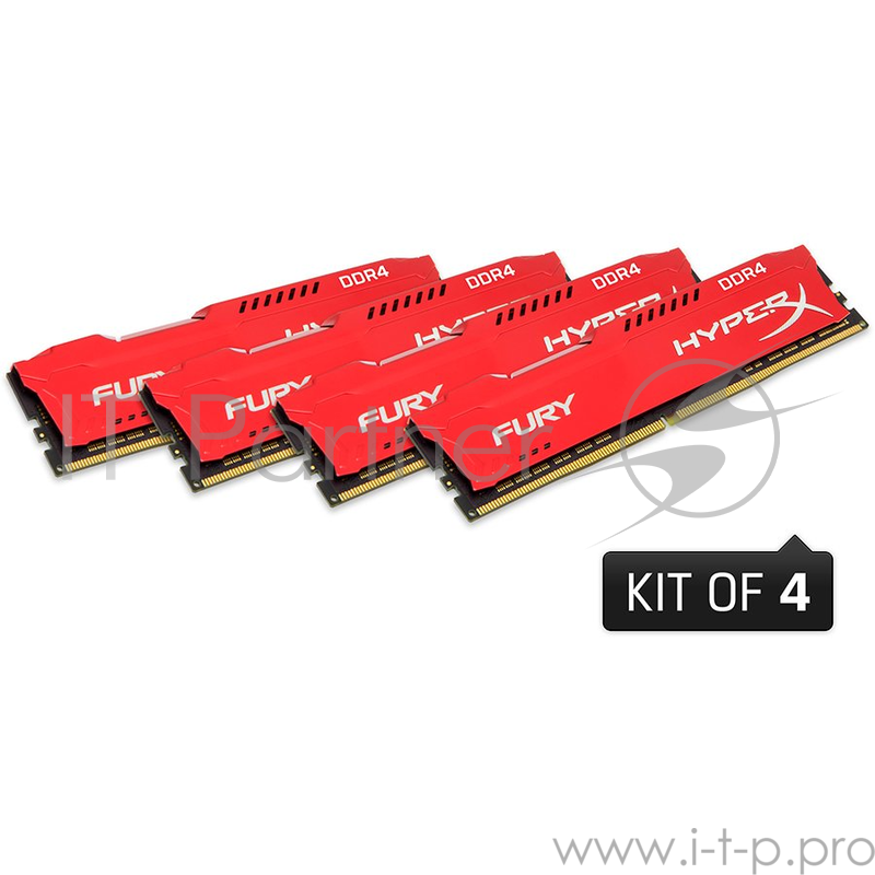 Память оперативная KINGSTON 32GB 2933MHz DDR4 CL17 DIMM (Kit of 4) 1Rx8 HyperX FURY Red