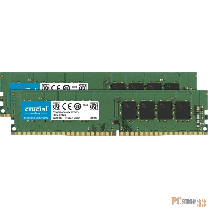 Память оперативная Crucial 16GB Kit (8GBx2) DDR4 2666 MT/s (PC4-21300) CL19 SR x8 Unbuffered DIMM 288pin