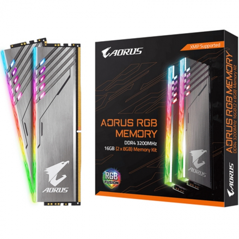 16GB Gigabyte DDR4 3200 DIMM Aorus RGB Silver Gaming Memory GP-AR32C16S8K2HU416R Non-ECC, CL16, 1.35V, Kit (2x8GB), RTL GP-AR32C16S8K2HU416R {20}