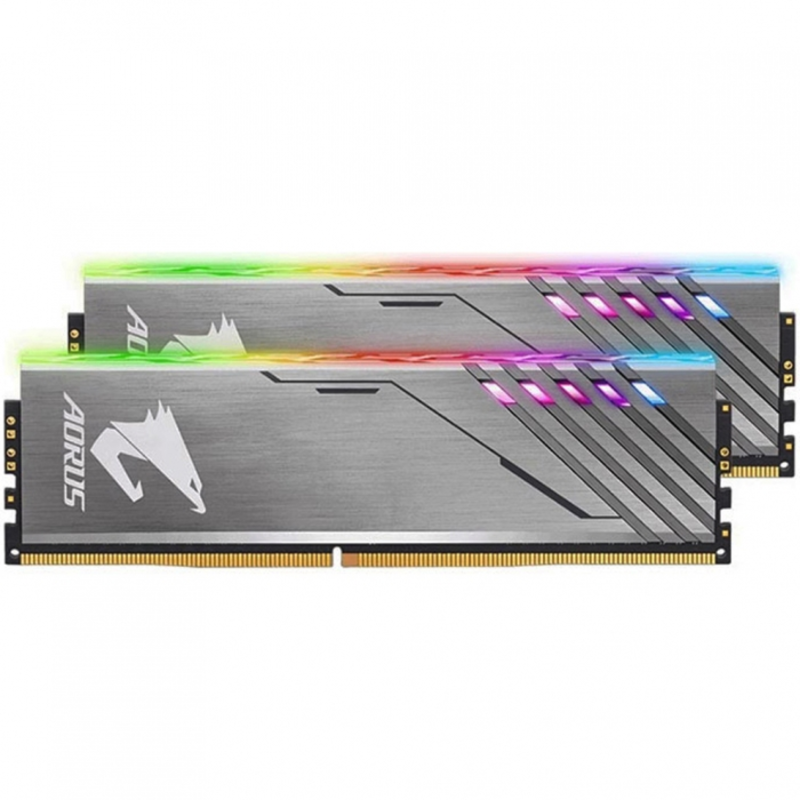 16GB Gigabyte DDR4 3200 DIMM Aorus RGB Silver Gaming Memory GP-AR32C16S8K2HU416RD Non-ECC, CL16, 1.35V, Exclusive 2xRGB Infused Demo Module, Kit (2x8GB), RTL {20}