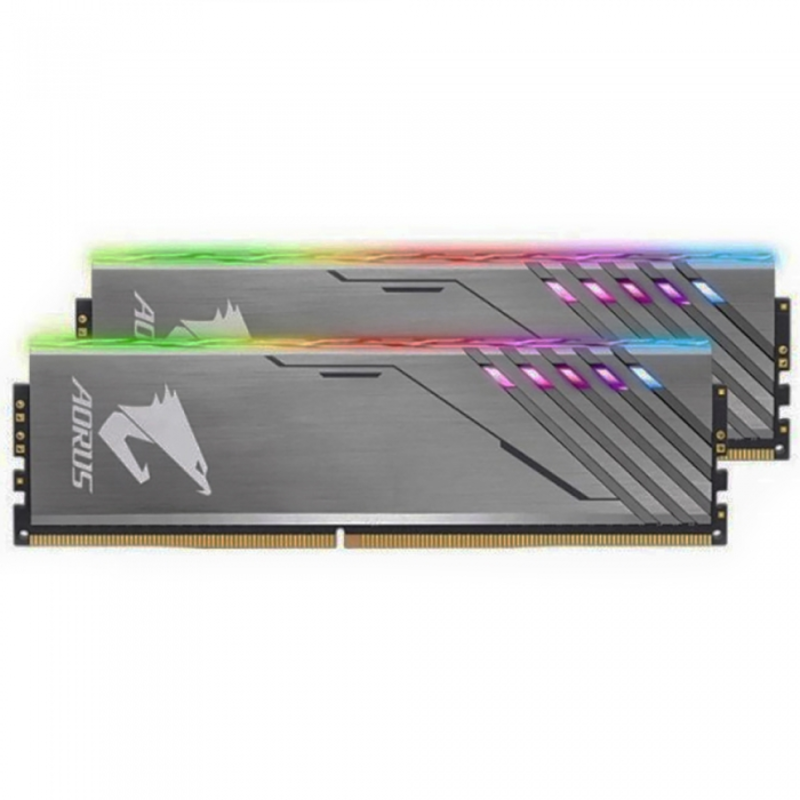 16GB Gigabyte DDR4 3200 DIMM Aorus RGB Silver Gaming Memory GP-AR32C16S8K2HU416RD Non-ECC, CL16, 1.35V, Exclusive 2xRGB Infused Demo Module, Kit (2x8GB), RTL {20}