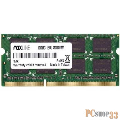Модуль памяти Foxline SODIMM 8GB 1600 DDR3 CL11 (512*8)