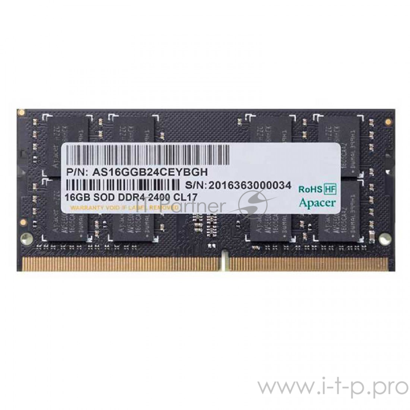 Модуль памяти 16GB Apacer DDR4 2400 SO DIMM ES.16G2T.GFH Non-ECC, CL17, 1.2V, AS16GGB24CEYBGH, RTL
