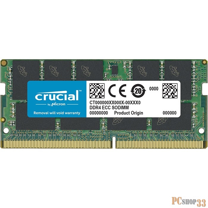 Память оперативная Crucial 16GB DDR4 2666 MT/s (PC4-21300) CL19 DR x8 ECC Unbuffered SODIMM 260pin