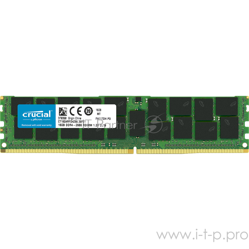 Модуль памяти Crucial 16GB DDR4 2666 MT/s (PC4-21300) CL19 DR x4 ECC Registered DIMM 288pin