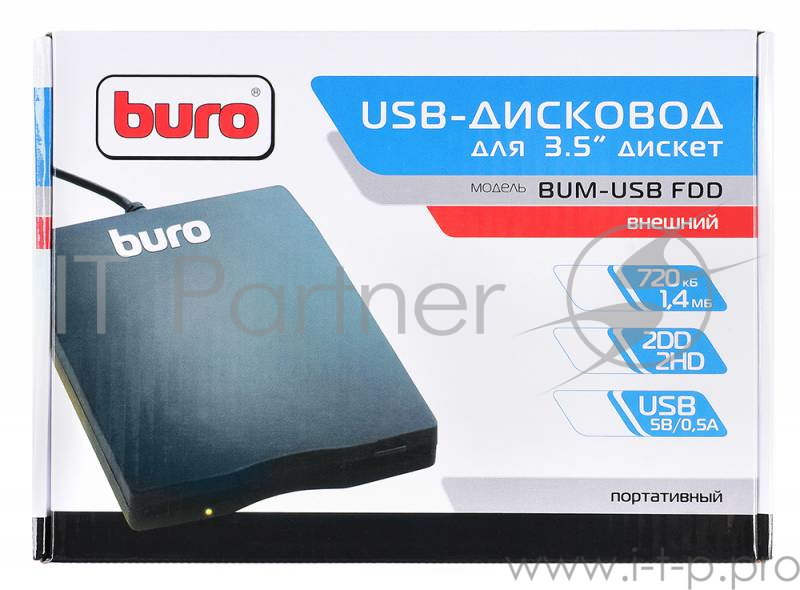 Дисковод USB 3.5 Buro BUM-USB FDD 1.44Mb внешний черный