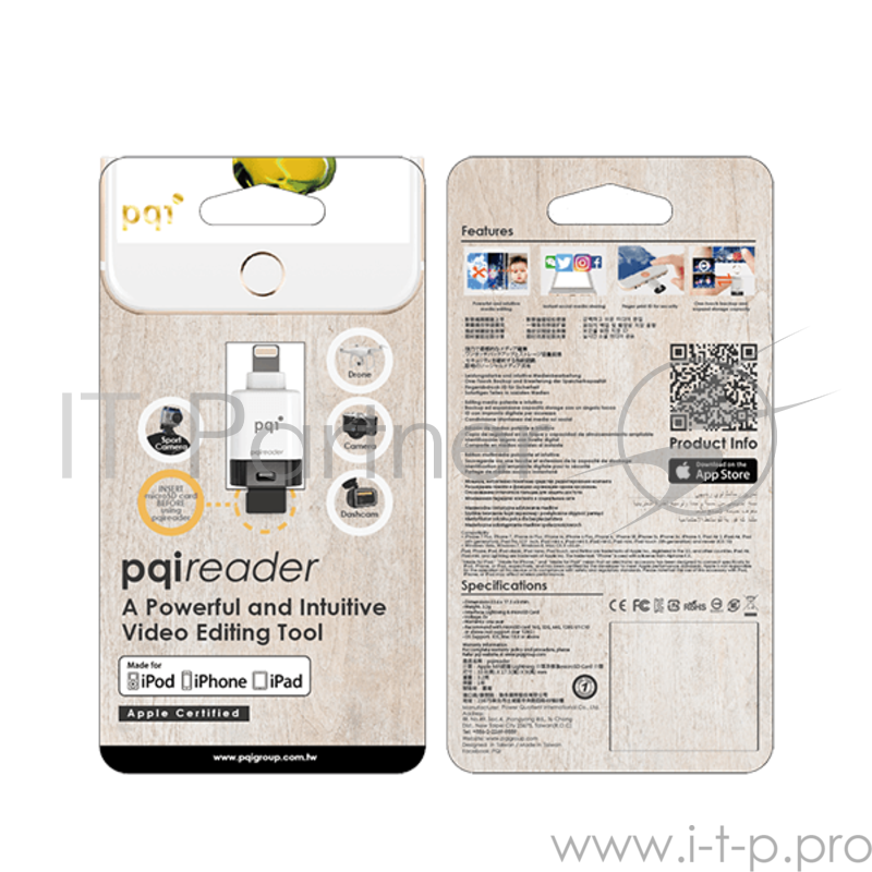 Считыватель карты памяти PQI PQIReader OTG MFI