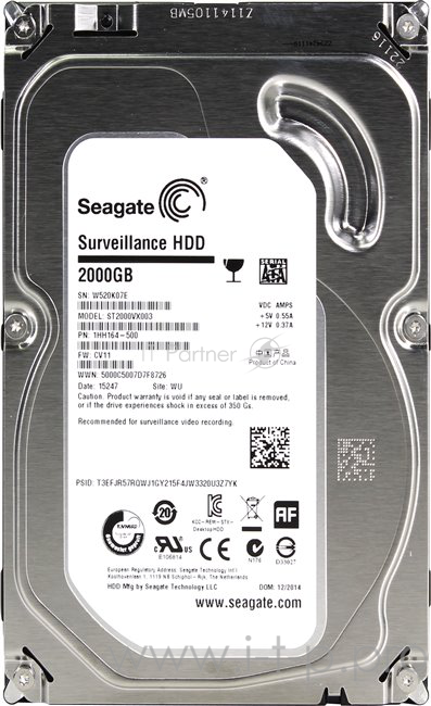 Жесткий диск 2TB Seagate Surveillance (ST2000VX003) {Serial ATA III, 5900 rpm, 64mb, для видеонаблюдения}