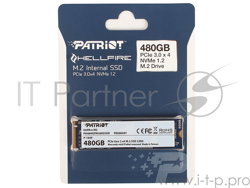 Твердотельный накопитель SSD PCIE 480 Gb Patriot HellFire M2 2280 PH480GPM280SSDR