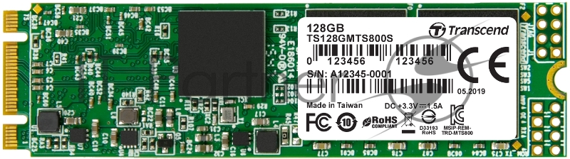 Жесткий диск M.2 2280 128GB Transcend MTS800 Client SSD TS128GMTS800S SATA 6Gb/s, 500/450, IOPS 70/75K, MLC, Retail