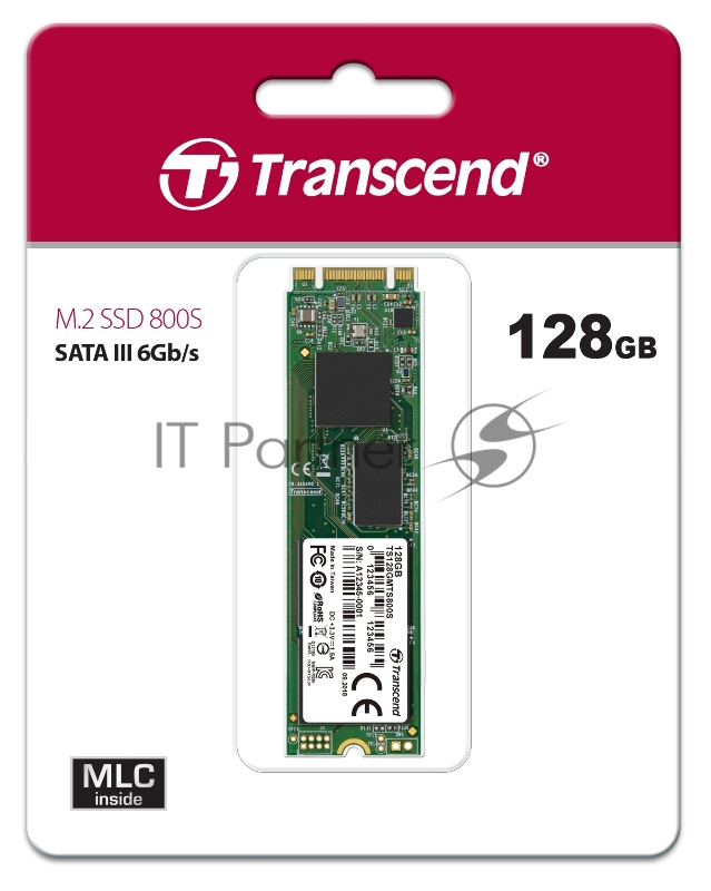 Жесткий диск M.2 2280 128GB Transcend MTS800 Client SSD TS128GMTS800S SATA 6Gb/s, 500/450, IOPS 70/75K, MLC, Retail