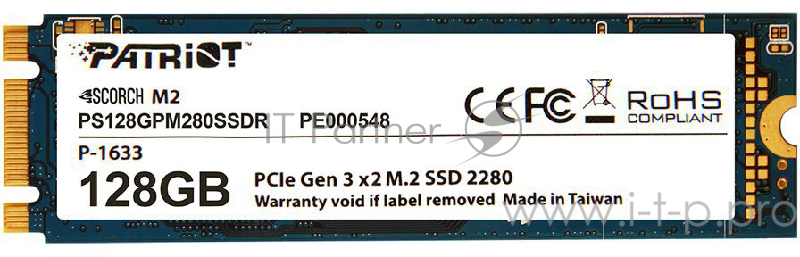 Твердотельный накопитель SSD PCIE 128 Gb Patriot Scorch M2 2280 PS128GPM280SSDR