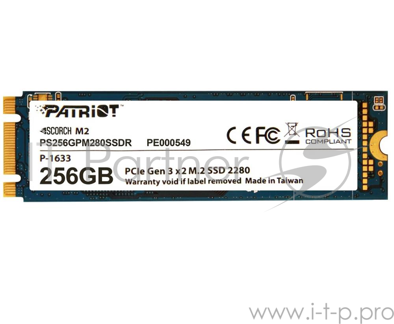 Твердотельный накопитель SSD PCIE 256 Gb Patriot Scorch M2 2280 PS256GPM280SSDR
