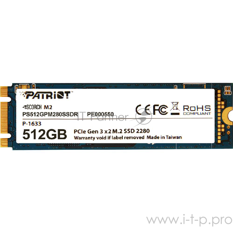 Накопитель SSD Patriot PCI-E x2 512Gb PS512GPM280SSDR Scorch M.2