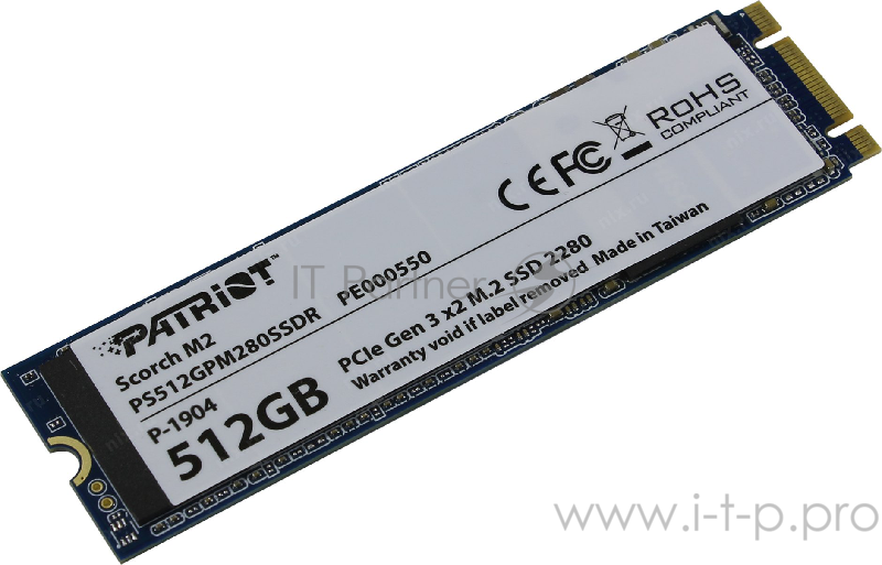 Накопитель SSD Patriot PCI-E x2 512Gb PS512GPM280SSDR Scorch M.2