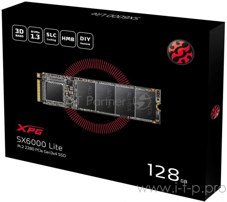 SSD M.2 ADATA 128Gb SX6000 Lite <ASX6000LNP-128GT-C> (PCI-E 3.0 x4, up to 1800/600Mbs, 3D TLC, NVMe 1.3, 22x80mm)