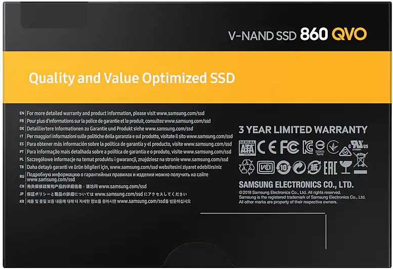 Накопитель SSD Samsung SATA III 2Tb MZ-76Q2T0BW 860 QVO 2.5