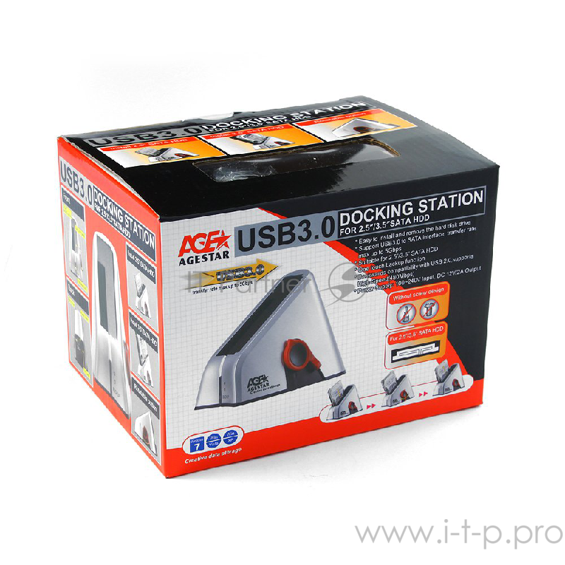 Док-станция для HDD AgeStar 3UBT SATA II пластик черный 1