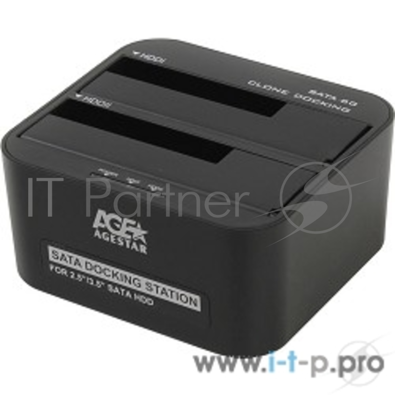 Докстанция 2x2.5/3.5 SATA HDD/SSD AgeStar 3UBT6-6G, USB3.0, пластик, черный, UASP, Clone, USB 3.0