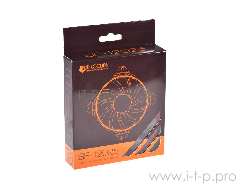 Вентилятор ID-COOLING SF-12025-B 120x120x25мм (80шт./кор, PWM, Low Noise, резиновые углы, Blue LED & Ring, 700-1500об/мин) BOX