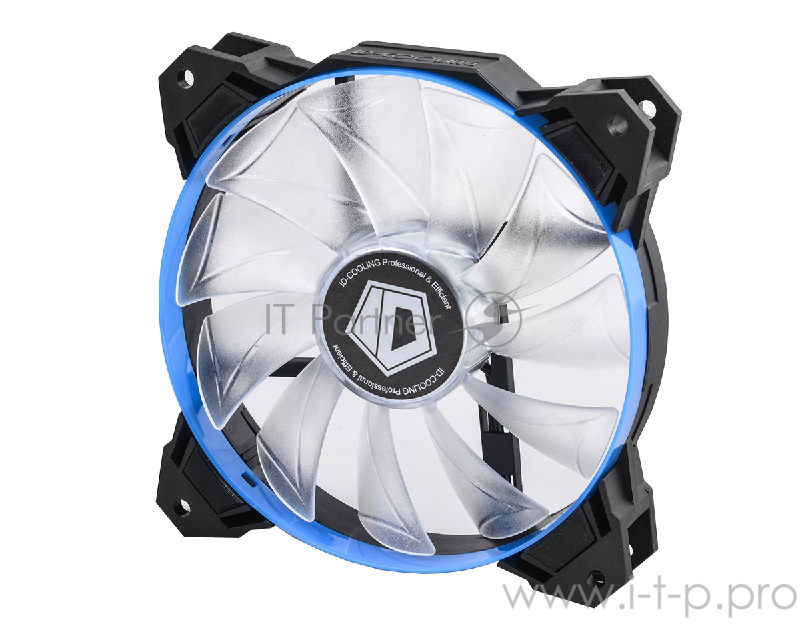 Вентилятор ID-COOLING SF-12025-B 120x120x25мм (80шт./кор, PWM, Low Noise, резиновые углы, Blue LED & Ring, 700-1500об/мин) BOX