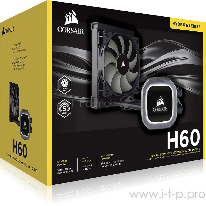 Жидкое охлаждение Hydro Series™ H60 CW-9060036-WW 120mm Liquid CPU Cooler, RTL {12}