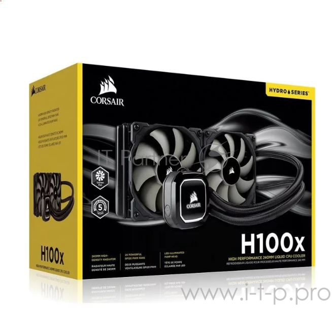 Жидкое охлаждение Hydro Series H100x CW-9060040-WW High Performance Liquid CPU Cooler 240mm , RTL {6}