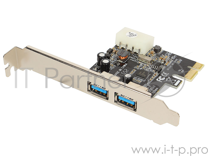 Контроллер Orient NC-3U2PE (PCI-E, 2 Port USB 3.0, доп разъём питания, NEC UPD720200) Ret