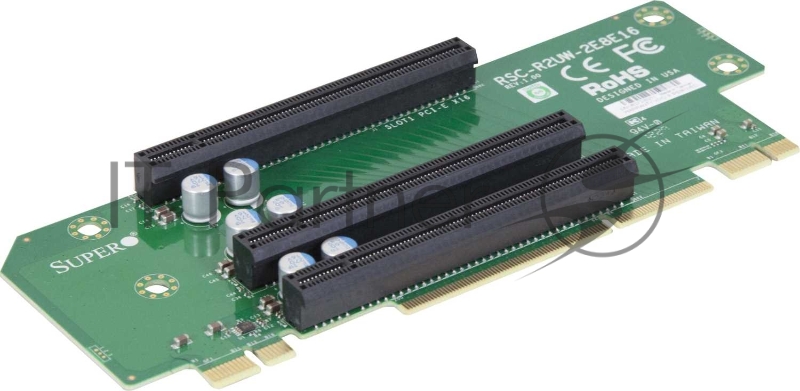 Адаптер Supernicro Riser RSC-R2UW-2E8E16+, 2U, WIO, LHS, passive, 1 x PCIe x8 & 1 x PCIe x16, GPU support, thermal sensor
