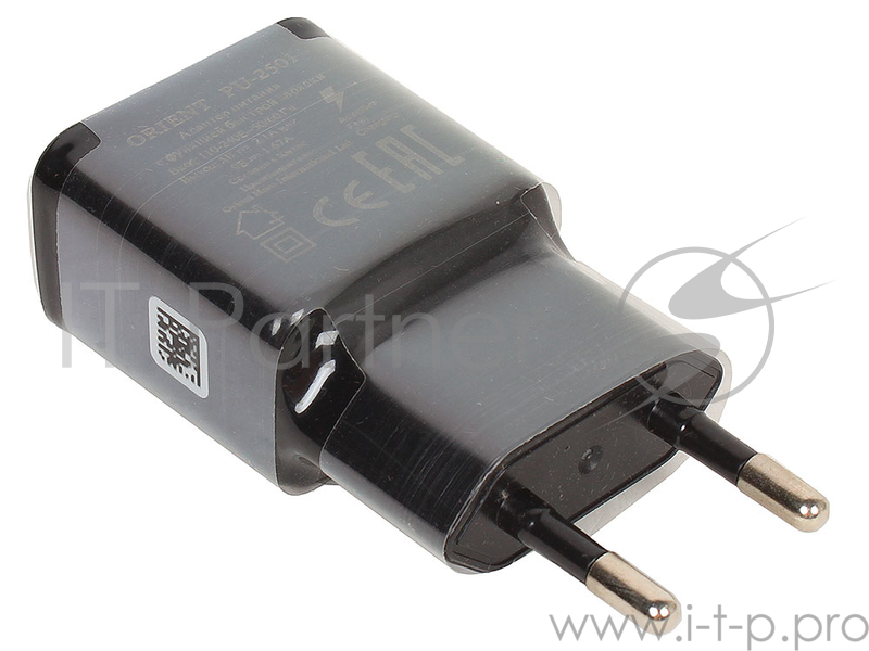 СЗУ с функцией быстрой зарядки ORIENT PU-2501, поддержка Adaptive Fast Charging, USB выход: 5В, 2.1A или 9В, 1.67А (для устройств AFC),черный
