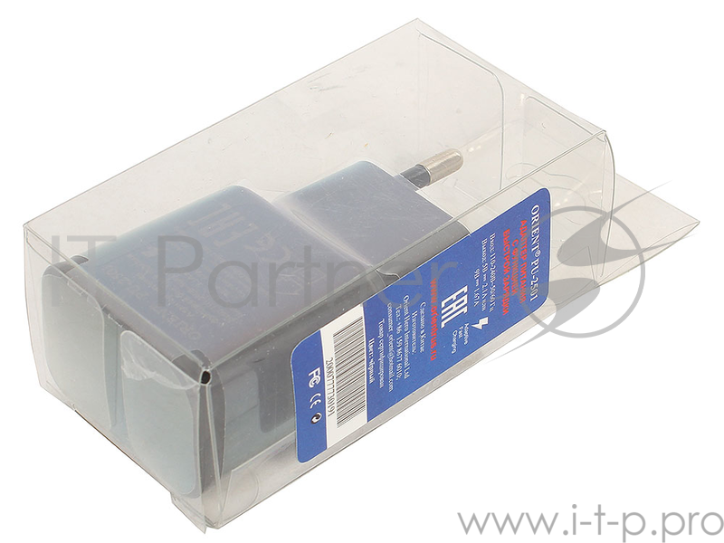 СЗУ с функцией быстрой зарядки ORIENT PU-2501, поддержка Adaptive Fast Charging, USB выход: 5В, 2.1A или 9В, 1.67А (для устройств AFC),черный