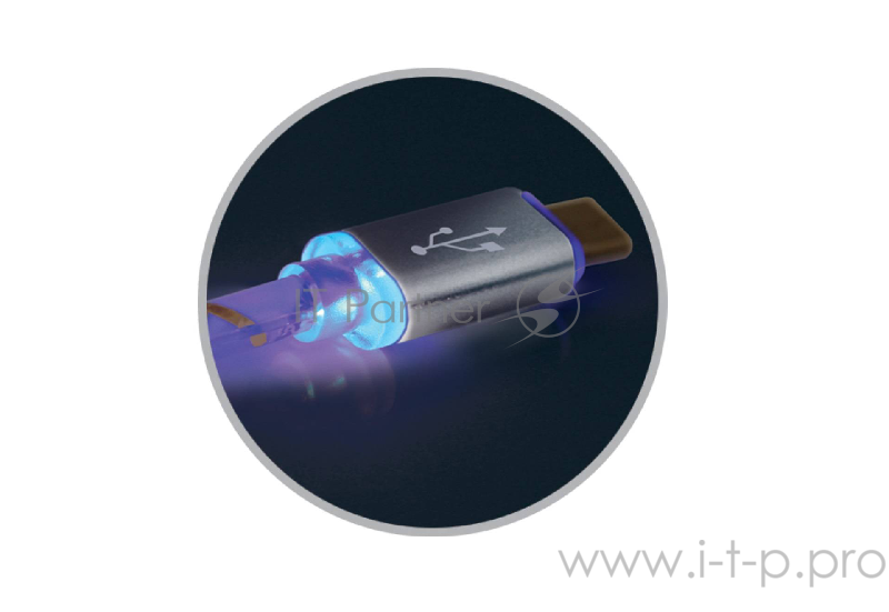 Кабель Defender USB кабель ACH03-03LT серый, LED, USB-Lightning, 1м (87550)