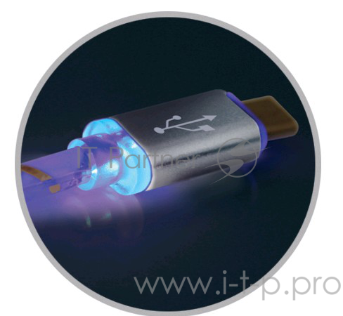 Кабель Defender USB кабель USB08-03LT USB2.0 серый, LED, AM-MicroBM, 1м (87554)