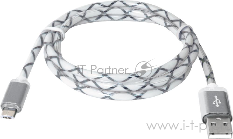 Кабель Defender USB кабель USB08-03LT USB2.0 серый, LED, AM-MicroBM, 1м (87554)