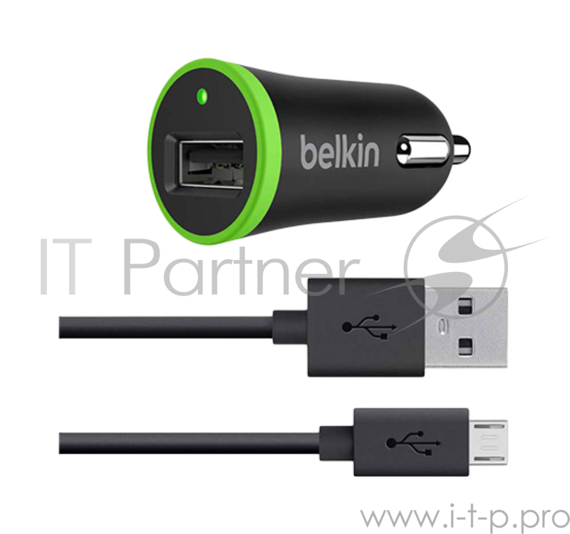 Зарядное устройство Belkin Car charger, 2.4 A, Universal with 1.2m Micro-USB cable, Black