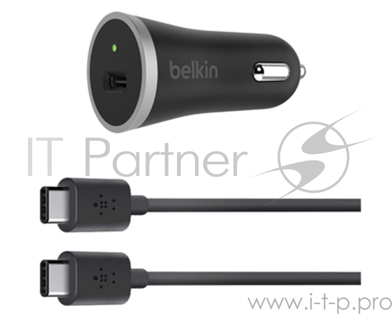 Зарядное устройство Belkin USB-C CAR CHARGER,15W,W/4 USB-C CBL,BLACK