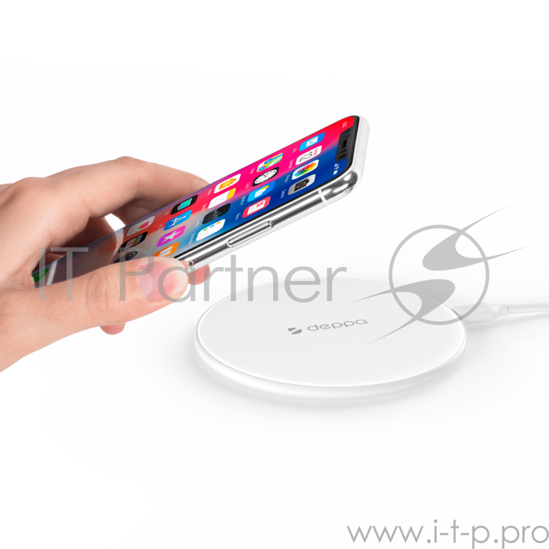 Зарядное устройство Deppa Беспроводное (Qi Fast Charger, 10W, стандарт Qi, белый)