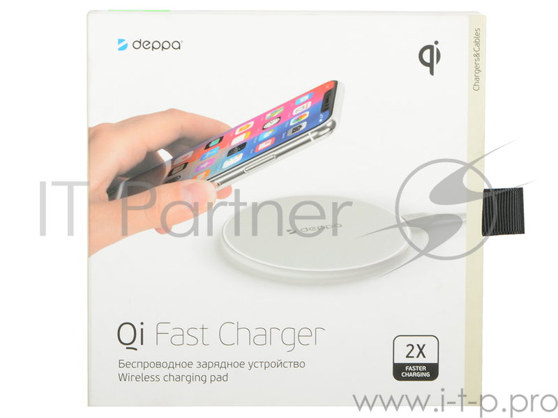 Зарядное устройство Deppa Беспроводное (Qi Fast Charger, 10W, стандарт Qi, белый)