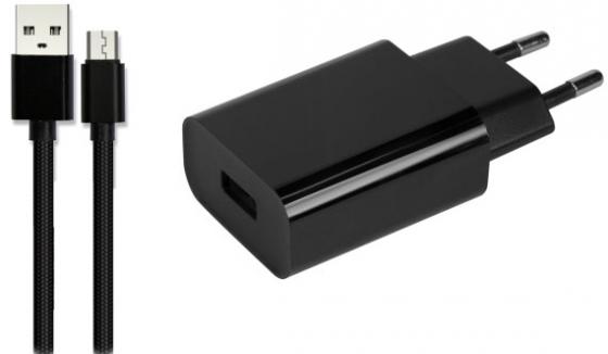 Универсальное зарядное устройство Jet.A UC-S21 Черный, с поддержкой быстрой зарядки USB-порт, до 3.0А, кабель micro USB в оплётке