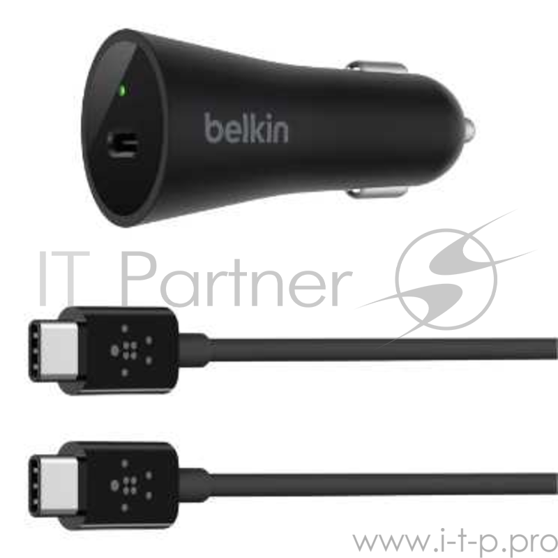 Зарядное устройство Belkin USB-C CAR CHARGER W/USB-C CBL,9V/12V PD,27W,4',BLK