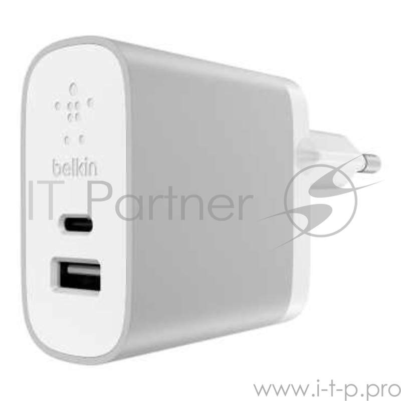 Зарядное устройство Belkin USB-C/USB-A DUAL AC CHARGER,27W,SLV