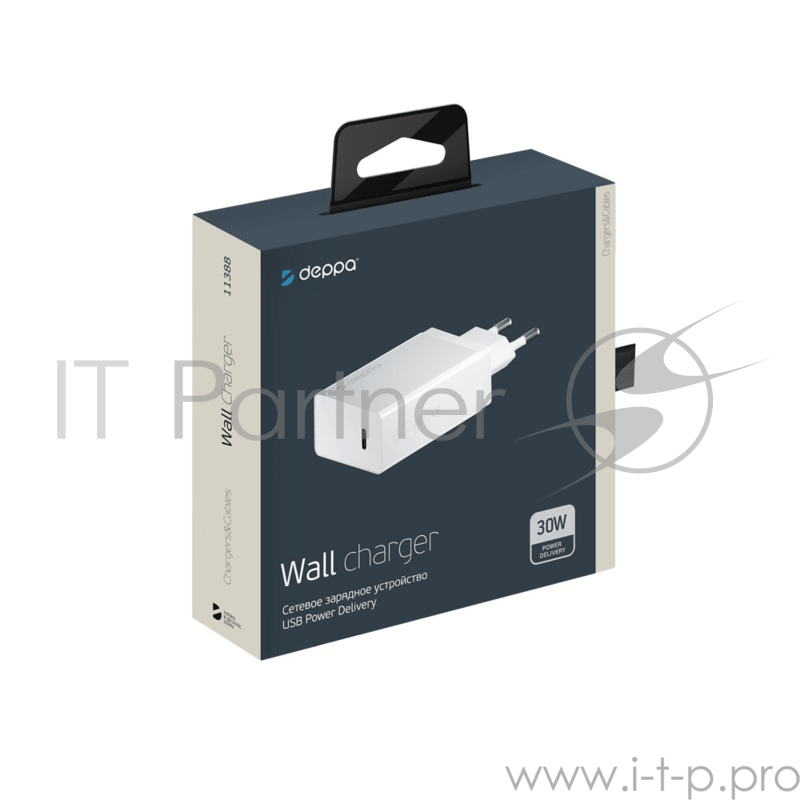 Зарядное устройство Deppa СЗУ USB Type-C, Power Delivery, 30Вт, белый, Deppa