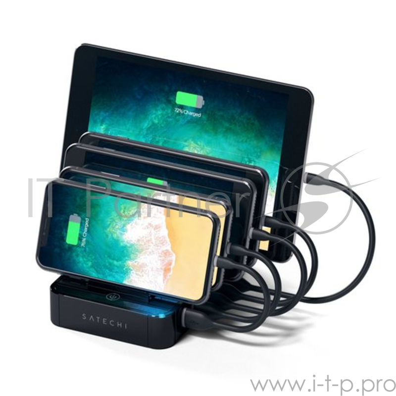 Зарядная док-станция Satechi 5-Port USB Charging Station Dock. Разъемы: USB 5В/2,4А - 4 шт., USB Qualcomm® Quick Charge™- 1 шт. Цвет черный.
