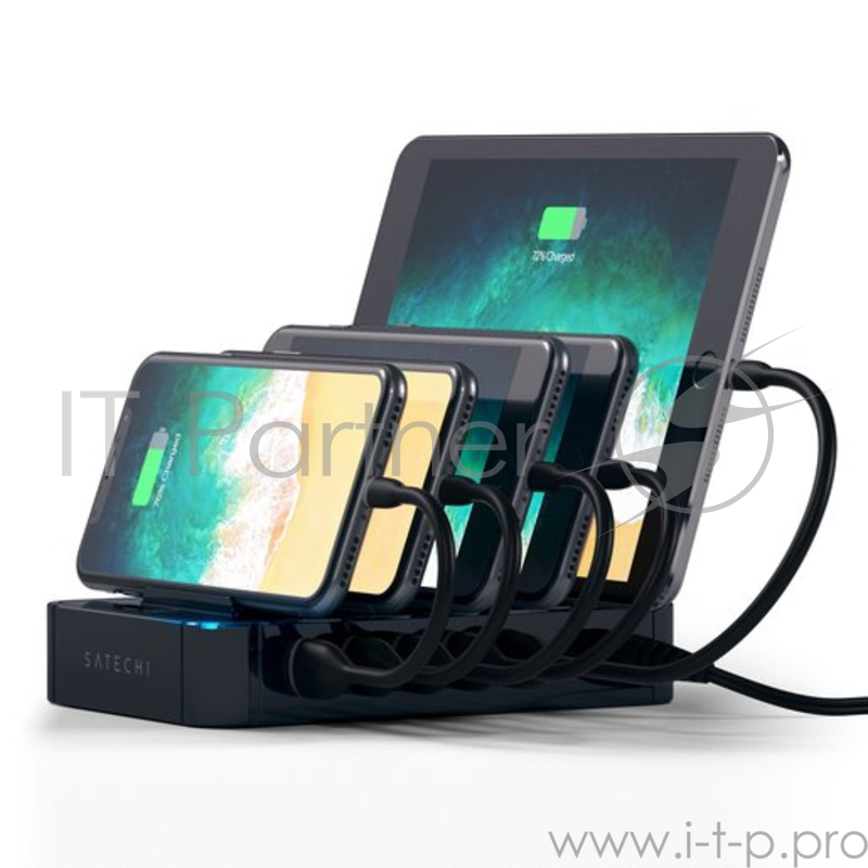 Зарядная док-станция Satechi 5-Port USB Charging Station Dock. Разъемы: USB 5В/2,4А - 4 шт., USB Qualcomm® Quick Charge™- 1 шт. Цвет черный.