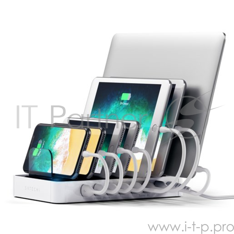 Зарядная док-станция Satechi 7-Port USB Charging Station Dock для мобильных устройств. Цвет белый.