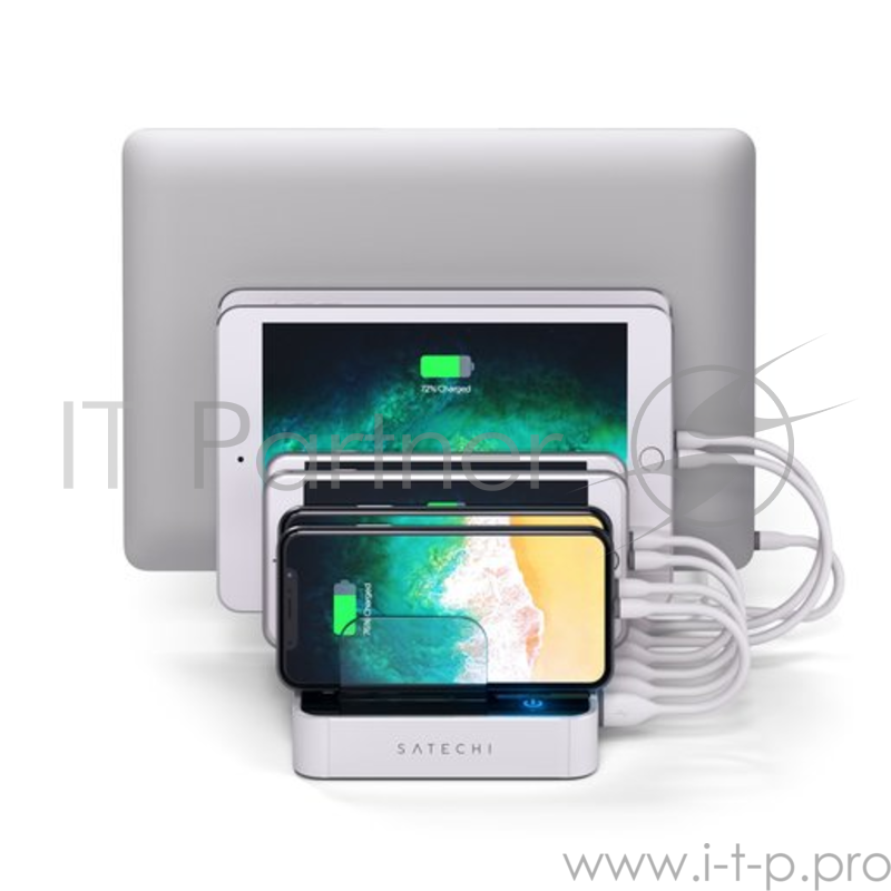 Зарядная док-станция Satechi 7-Port USB Charging Station Dock для мобильных устройств. Цвет белый.