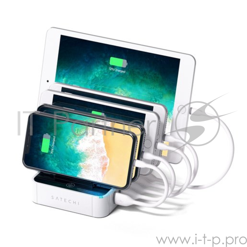 Зарядная док-станция Satechi 5-Port USB Charging Station Dock. Разъемы: USB 5В/2,4А - 4 шт., USB Qualcomm® Quick Charge™- 1 шт. Цвет белый.